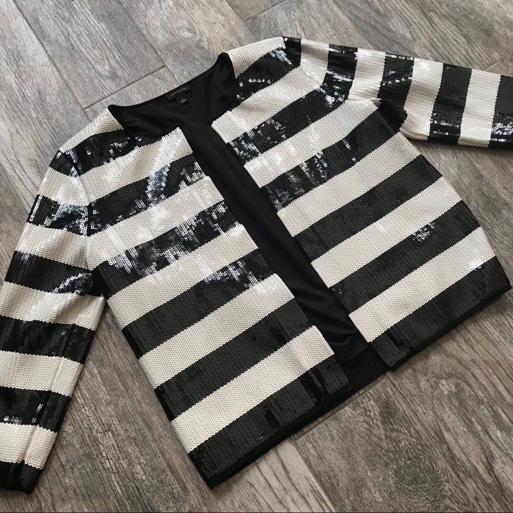 🆕 Ann Taylor Sequin Striped Jacket NWOT